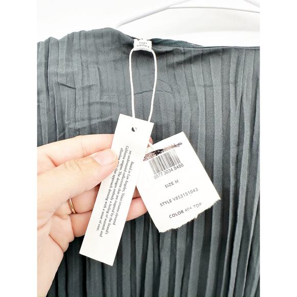 Vince Pleated Tie Sleeveless Slate Blue Gray Midi Dress Size Medium - Picture 8 of 9